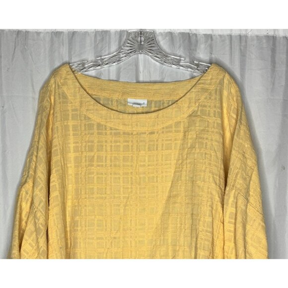 Pure J Jill Women’s 4X Tunic Top 100% Cotton Textured Yellow Oversized Plus Size - Picture 2 of 4